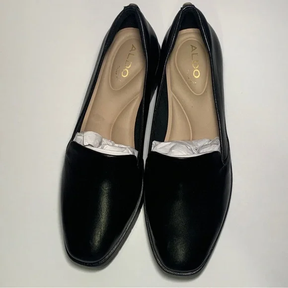 NEW ALDO Women's Slip on Black Genuine Leather Loafers Size 6 Flats Shoes - Picture 4 of 14